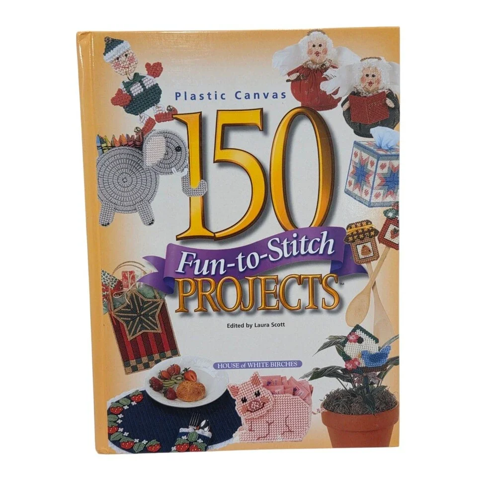 150 Fun Projects Craft Book Plastic Canvas Yarn Needlework Patterns Vintage